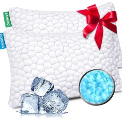Cooling Bed Pillows for Sleeping 2 Pack Shredded Memory Foam Pillows Queen Size Set of 2, Adjustable Cool Pillow for Side Back Stomach Sleepers Luxury