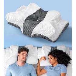 Ergonomic Contour Side Sleeper Pillows for Adults, Cooling Orthopedic Pillow for Pain Relief Support, Memory Foam Pillows Back Stomach Sleepers