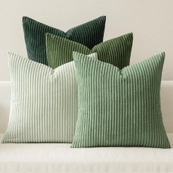 Spring Boho Farmhouse Sage Green Throw Pillow Covers 18x18 Inch Set of 4 Mordern Nordic Cushion Covers Soft Corduroy Home Decor for Couch Bed Sofa Living Room