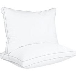 Bed Pillows for Sleeping Queen Size (White), Set of 2, Cooling Hotel Quality, Gusseted Pillow for Back, Stomach or Side Sleepers
